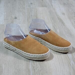 VINCE Ulla Espadrille Fall Tan Suede Platform Mules Slip On Size 7